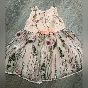 Floral Embroidered Kids Dress - Pink Nanette Lepore frock